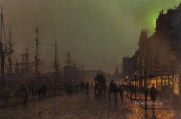  cityscape Oil Painting - Gourock Near The Clyde Shipping Docks city scenes John Atkinson Grimshaw cityscapes